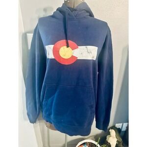 Colorado Flag Graphic Hoodie‎ Sweatshirt Pullover Athleisure Comfy Blue